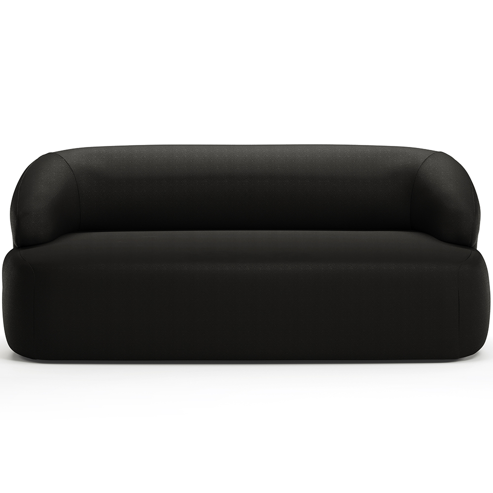 Sofá 2 Lugares Curvo Orgânico Para Sala Living 150cm Barolo L06 Couríssimo Preto - Lyam Decor