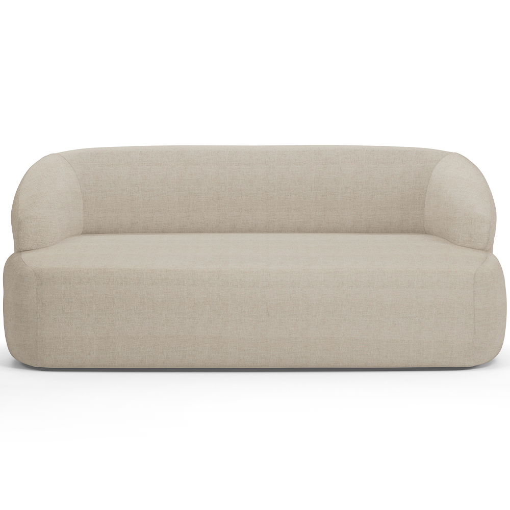 Sofá 2 Lugares Curvo Orgânico Para Sala Living 150cm Barolo L06 Linho Bege Escuro - Lyam Decor