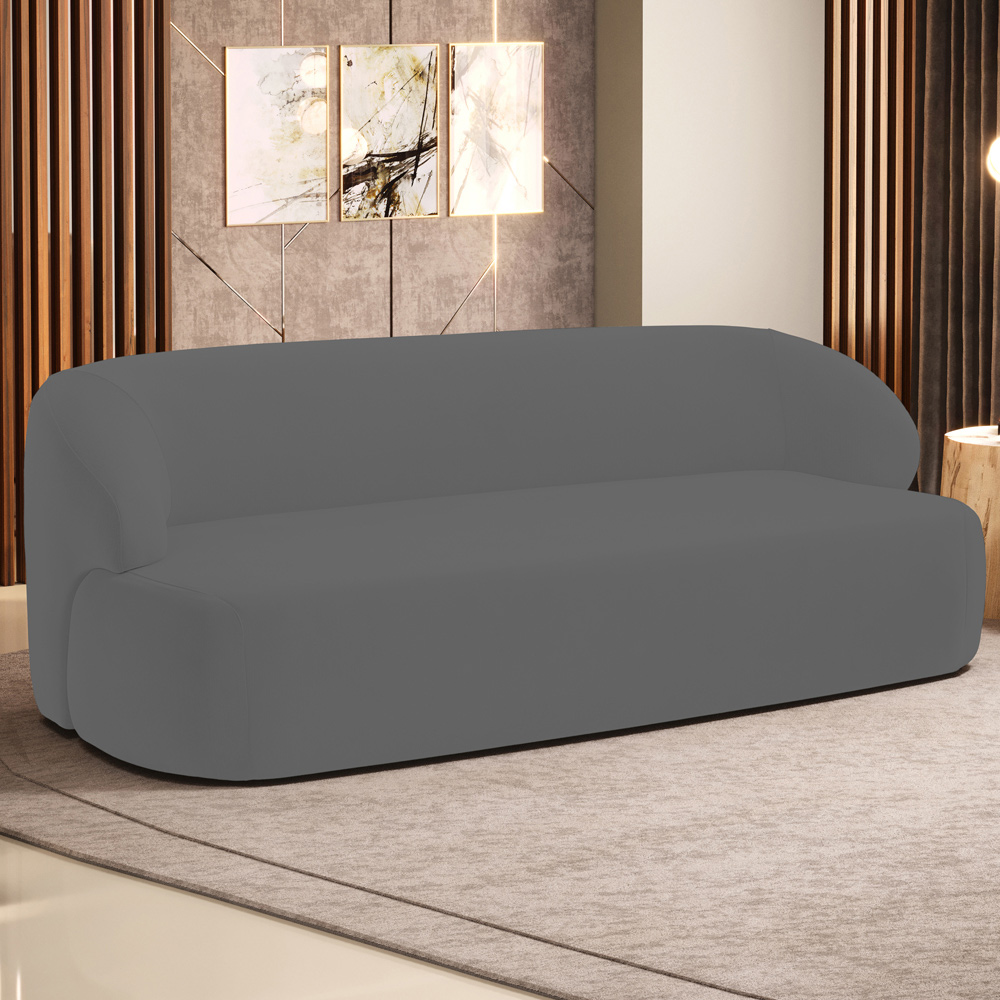 Sofá 2 Lugares Curvo Orgânico Para Sala Living 150cm Barolo L06 Veludo Grafite - Lyam Decor