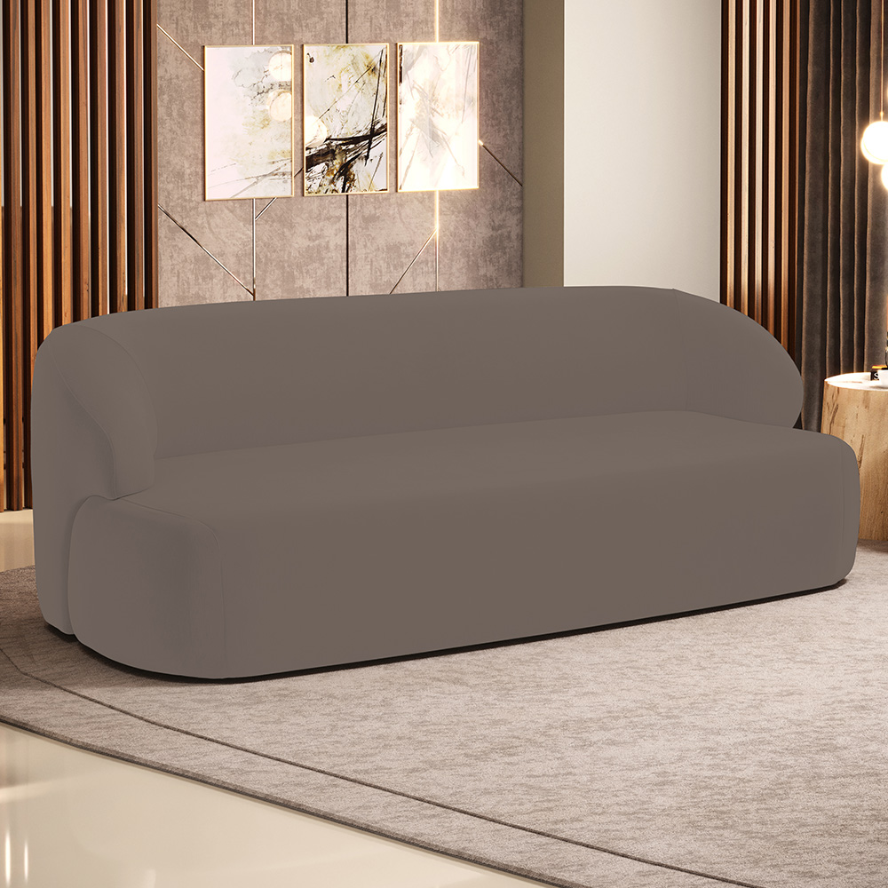 Sofá 2 Lugares Curvo Orgânico Para Sala Living 150cm Barolo L06 Veludo Marrom - Lyam Decor