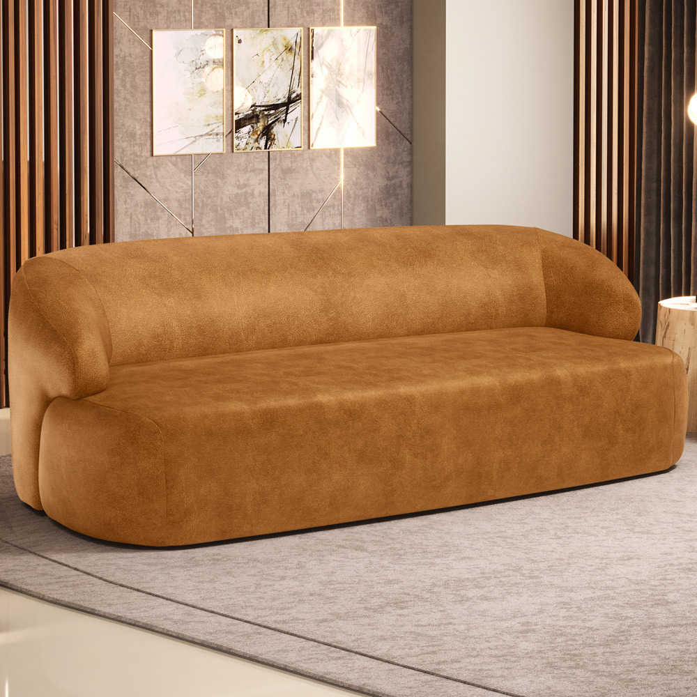 Sofá 2 Lugares Orgânico Para Sala Living 150cm Barolo L06 Couríssimo Whisky- Lyam Decor
