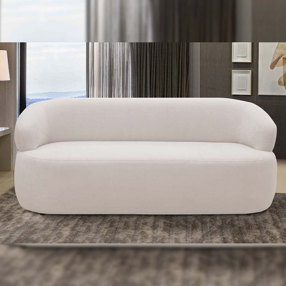 Sofá 2 Lugares Orgânico Sala de Estar Living 140cm Carmen F04 Bouclê Off White - Lyam Decor