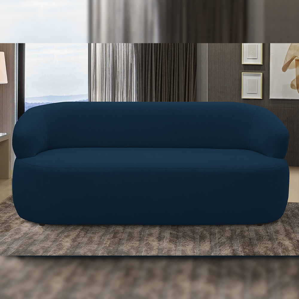 Sofá 2 Lugares Orgânico Sala de Estar Living 140cm Carmen F04 Veludo Azul - Lyam Decor