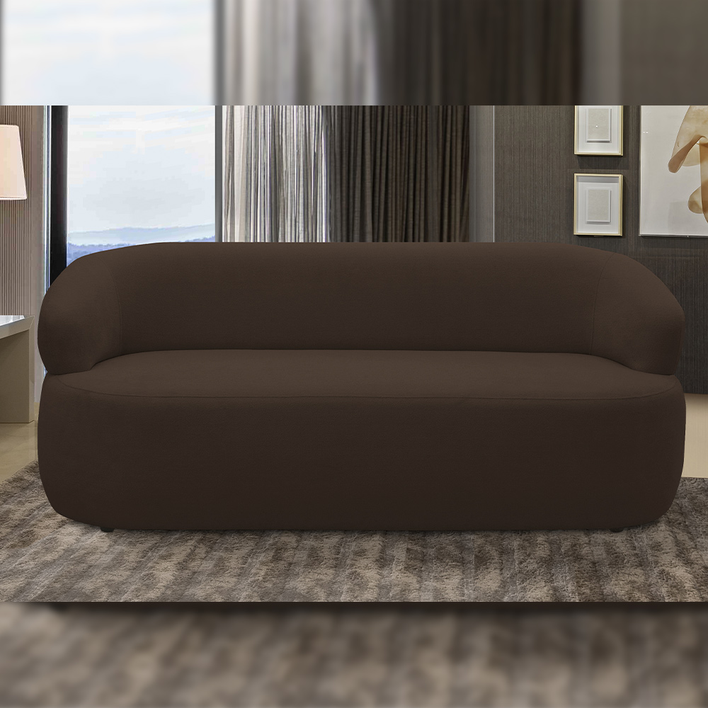 Sofá 2 Lugares Orgânico Sala de Estar Living 140cm Carmen F04 Veludo Marrom - Lyam Decor