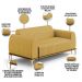Sofá 2 Lugares Para Sala De Estar Molino 150 Cm D02 Pés D'ouro Veludo Mostarda C-260 - Lyam Decor