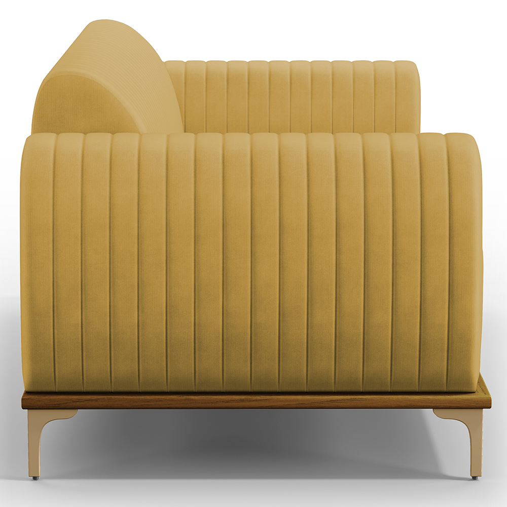 Sofá 2 Lugares Para Sala De Estar Molino 150 Cm D02 Pés D'ouro Veludo Mostarda C-260 - Lyam Decor