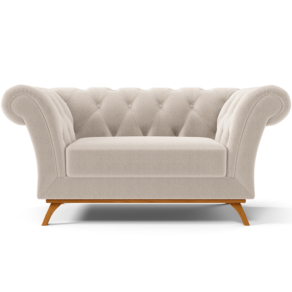 Sofá 2 Lugares Para Sala de Estar Império 150 cm D02 Bouclê Creme C-54 - Lyam Decor