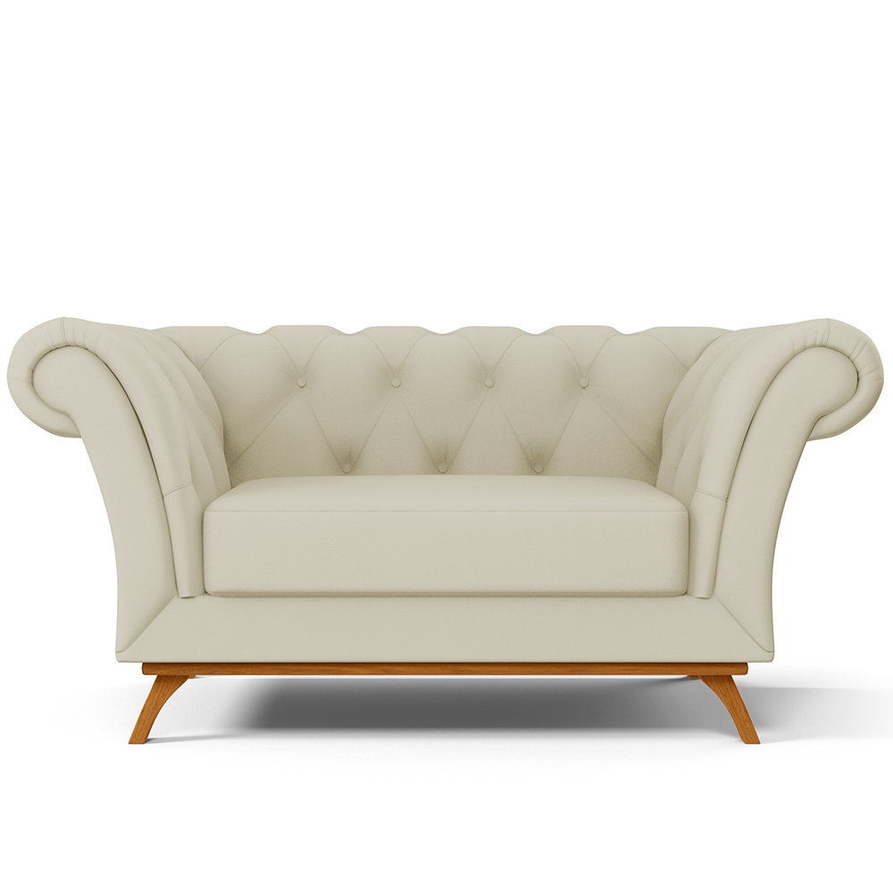 Sofá 2 Lugares Para Sala de Estar Império 150 cm D02 Corano Bege C-26 - Lyam Decor