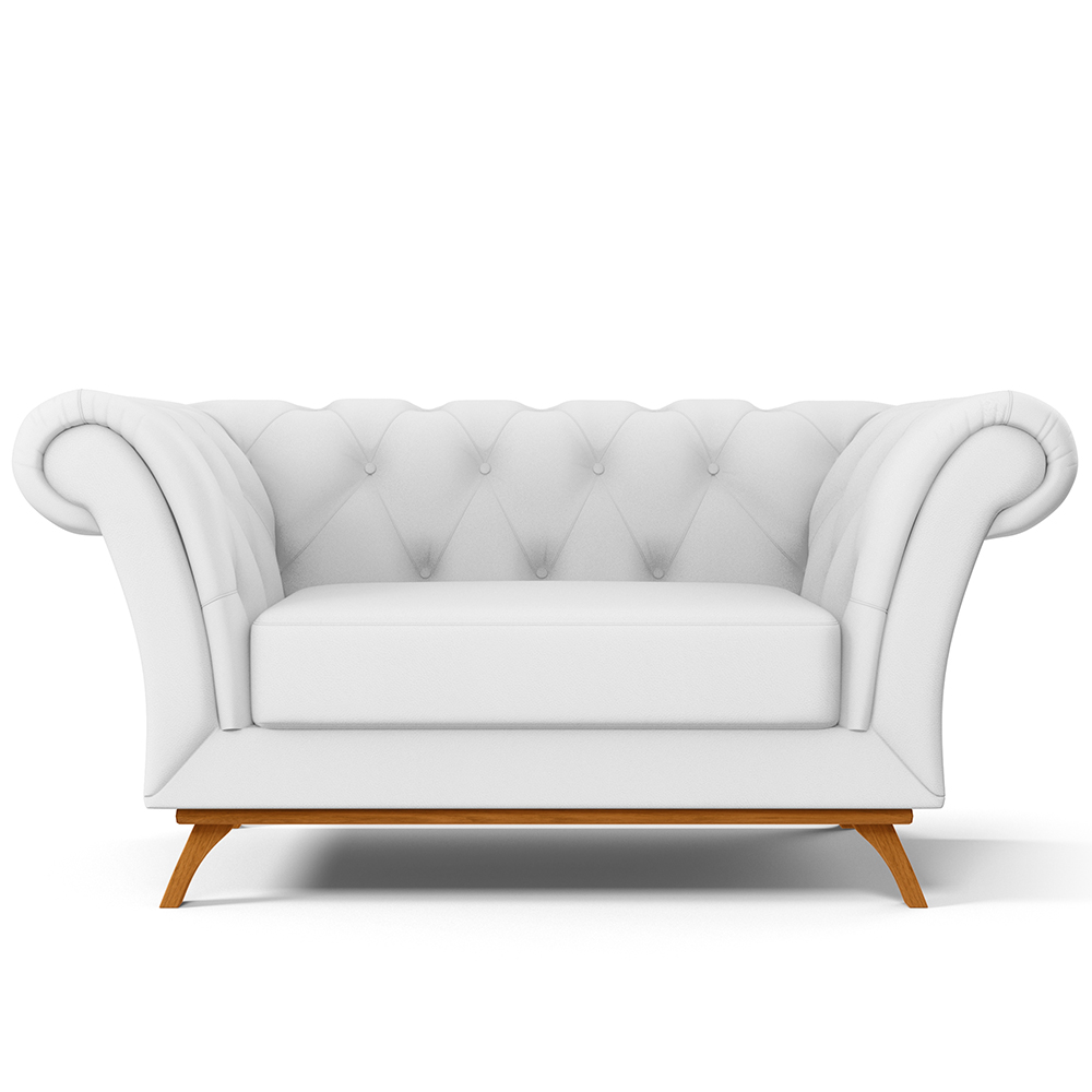 Sofá 2 Lugares Para Sala de Estar Império 150 cm D02 Corano Branco C-12 - Lyam Decor