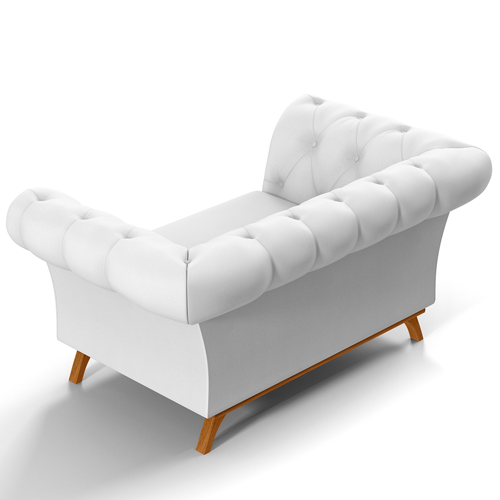 Sofá 2 Lugares Para Sala de Estar Império 150 cm D02 Corano Branco C-12 - Lyam Decor