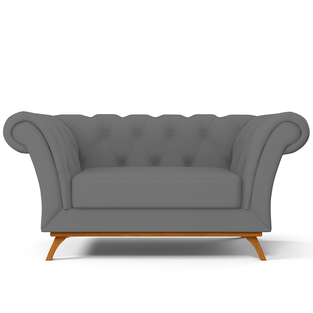 Sofá 2 Lugares Para Sala de Estar Império 150 cm D02 Corano Cinza C-03 - Lyam Decor