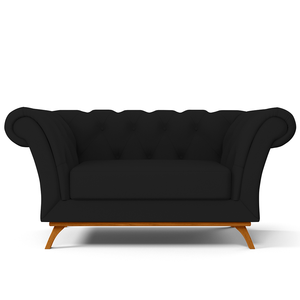 Sofá 2 Lugares Para Sala de Estar Império 150 cm D02 Corano Preto C-05 - Lyam Decor