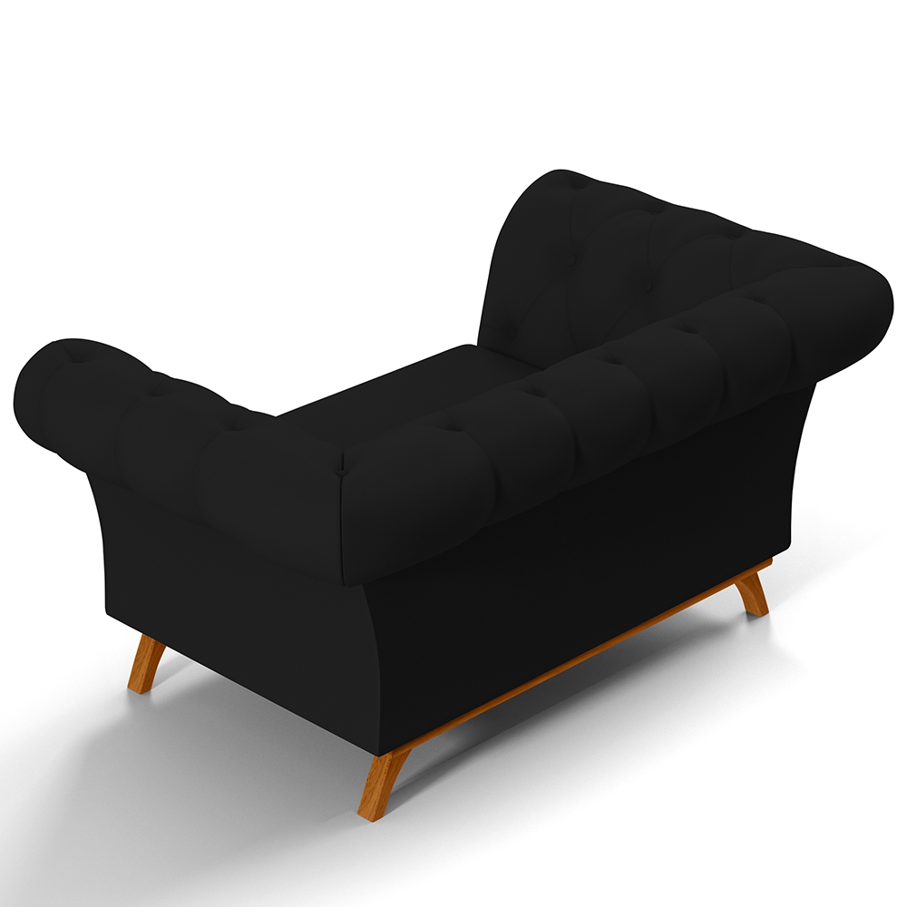 Sofá 2 Lugares Para Sala de Estar Império 150 cm D02 Corano Preto C-05 - Lyam Decor