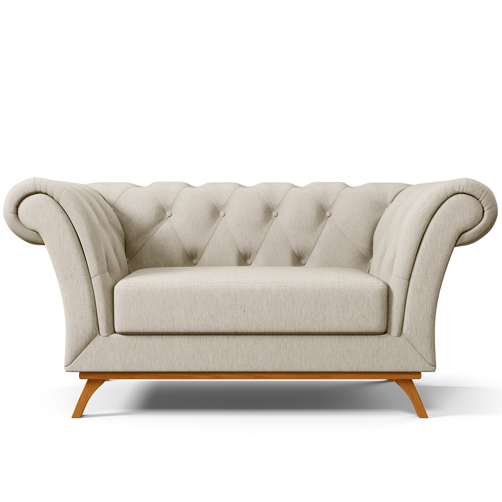 Sofá 2 Lugares Para Sala de Estar Império 150 cm D02 Linho Bege C-107 - Lyam Decor
