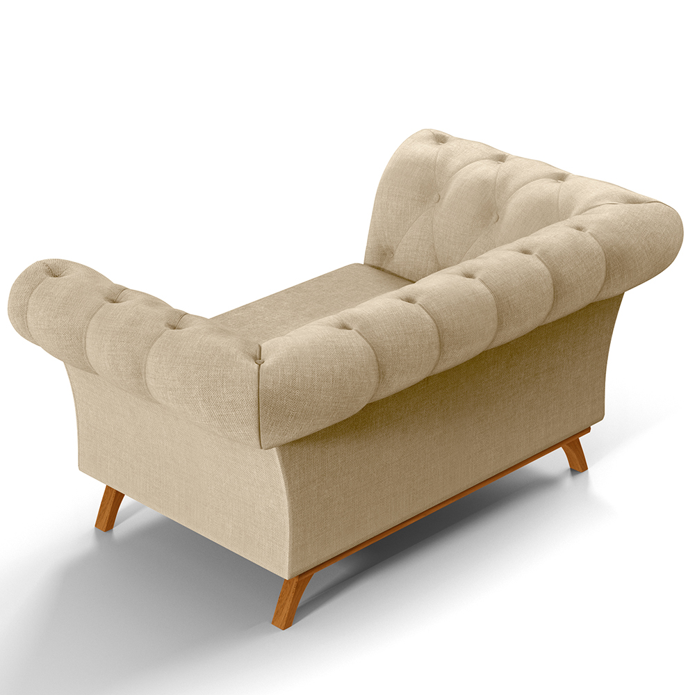 Sofá 2 Lugares Para Sala de Estar Império 150 cm D02 Linho Bege C-129 - Lyam Decor