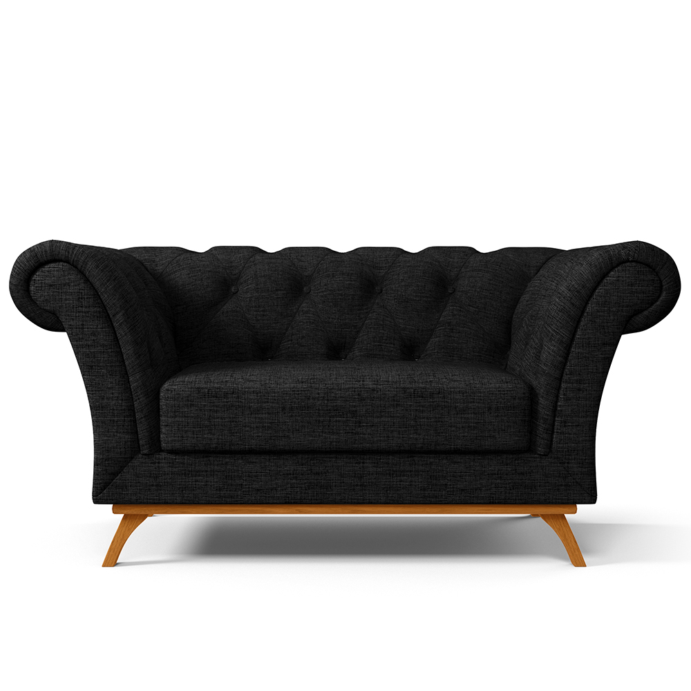 Sofá 2 Lugares Para Sala de Estar Império 150 cm D02 Linho Chumbo D-465 - Lyam Decor