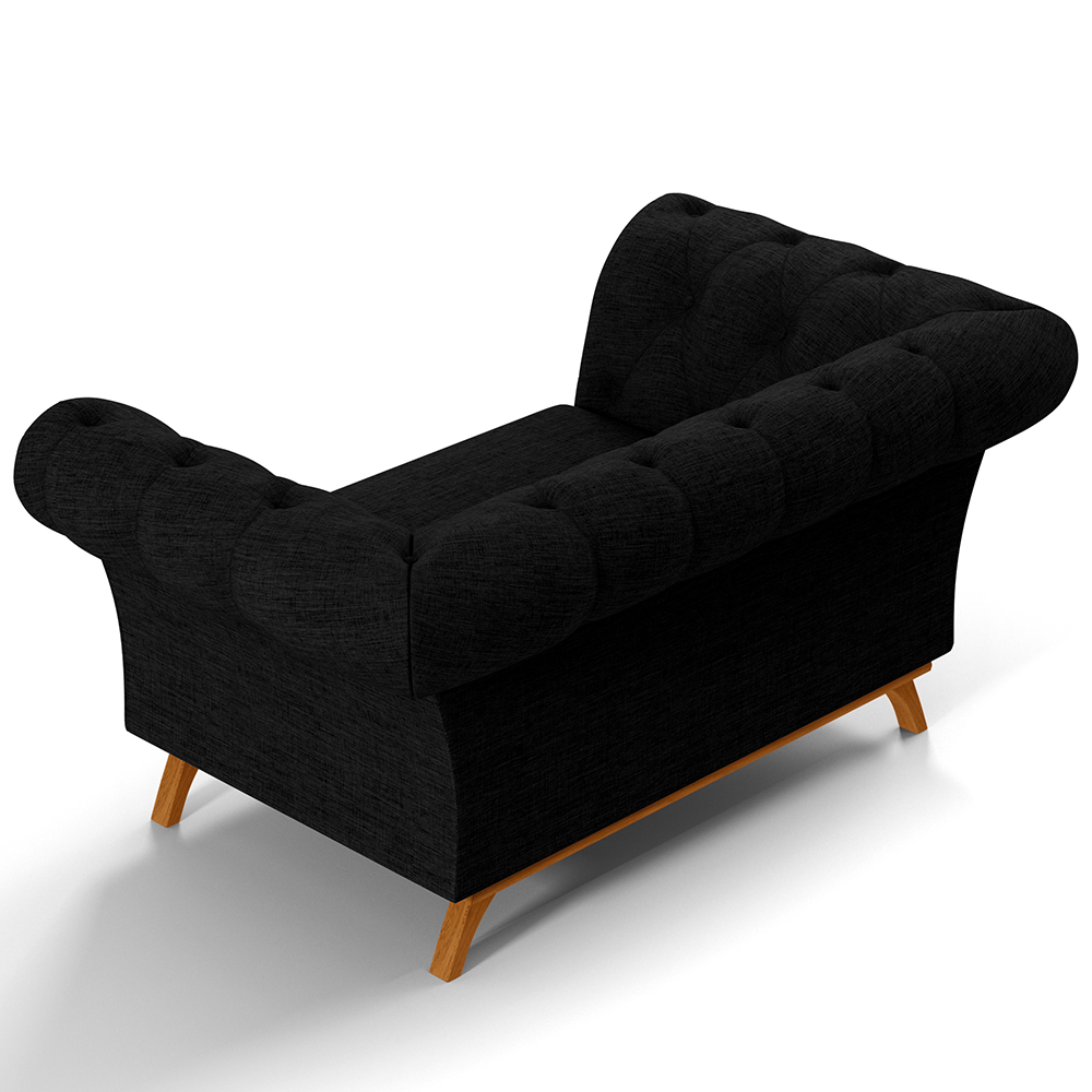 Sofá 2 Lugares Para Sala de Estar Império 150 cm D02 Linho Chumbo D-465 - Lyam Decor
