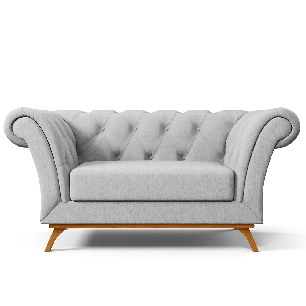 Sofá 2 Lugares Para Sala de Estar Império 150 cm D02 Linho Cinza D-315 - Lyam Decor
