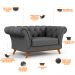 Sofá 2 Lugares Para Sala de Estar Império 150 cm D02 Linho Cinza Escuro C-416 - Lyam Decor