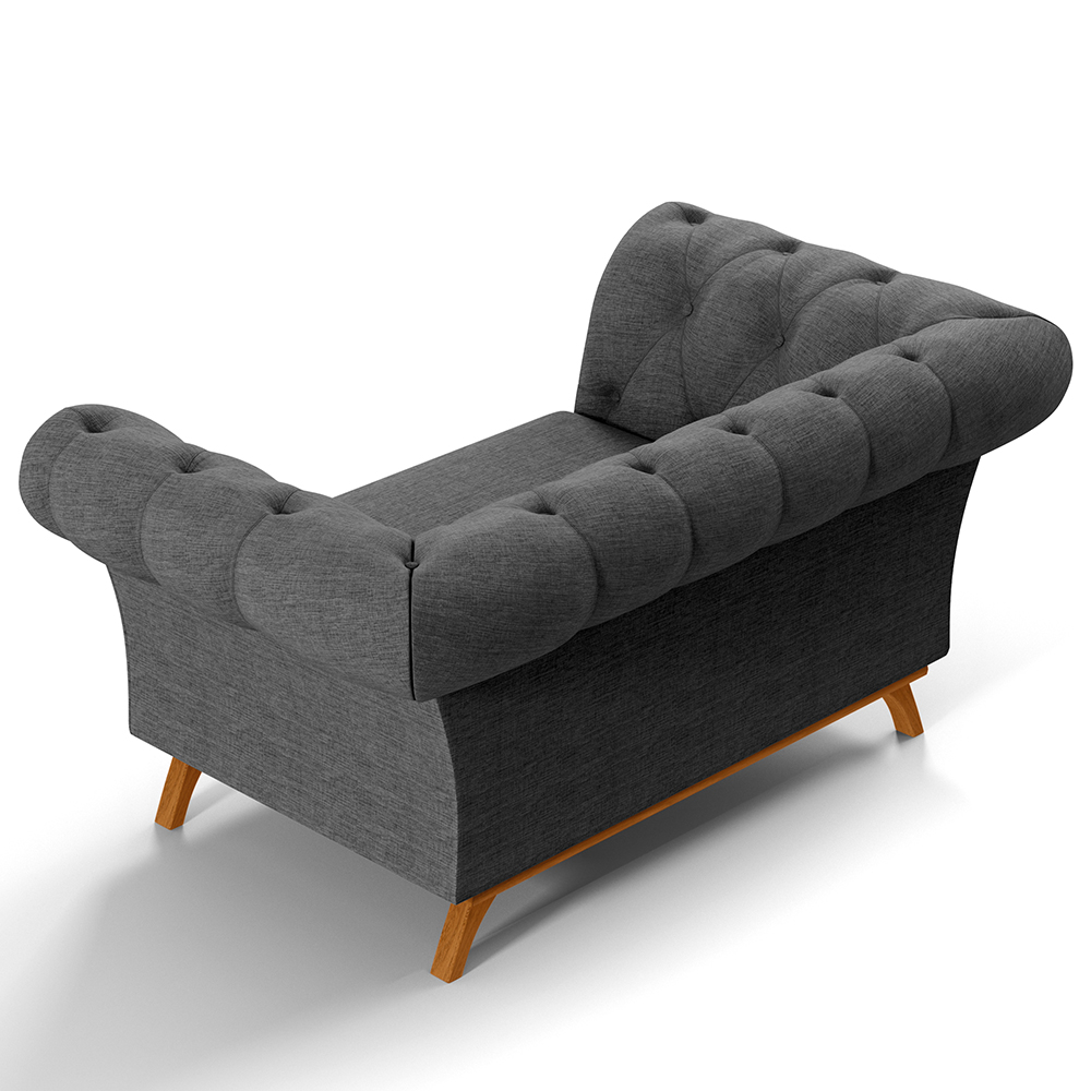 Sofá 2 Lugares Para Sala de Estar Império 150 cm D02 Linho Cinza Escuro C-416 - Lyam Decor