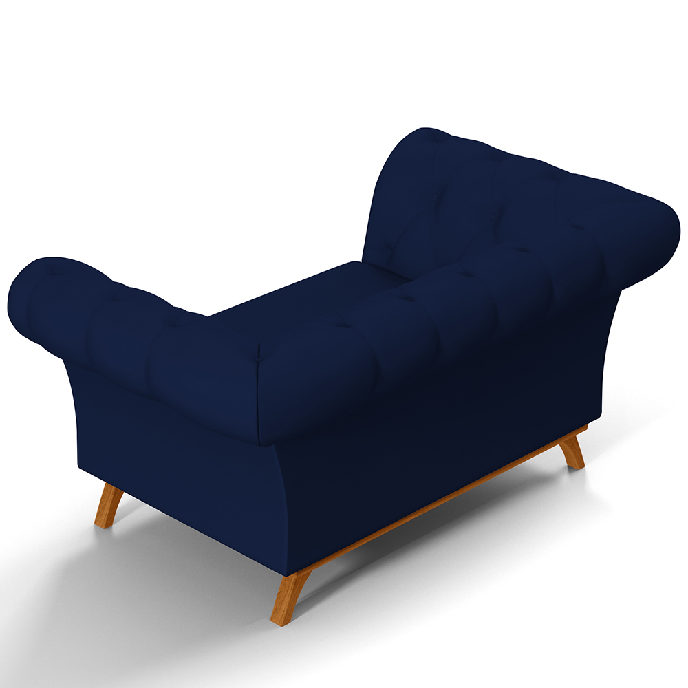 Sofá 2 Lugares Para Sala de Estar Império 150 cm D02 Veludo Azul Marinho C-287 - Lyam Decor