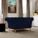 Sofá 2 Lugares Para Sala de Estar Império 150 cm D02 Veludo Azul Oxford C-304 - Lyam Decor