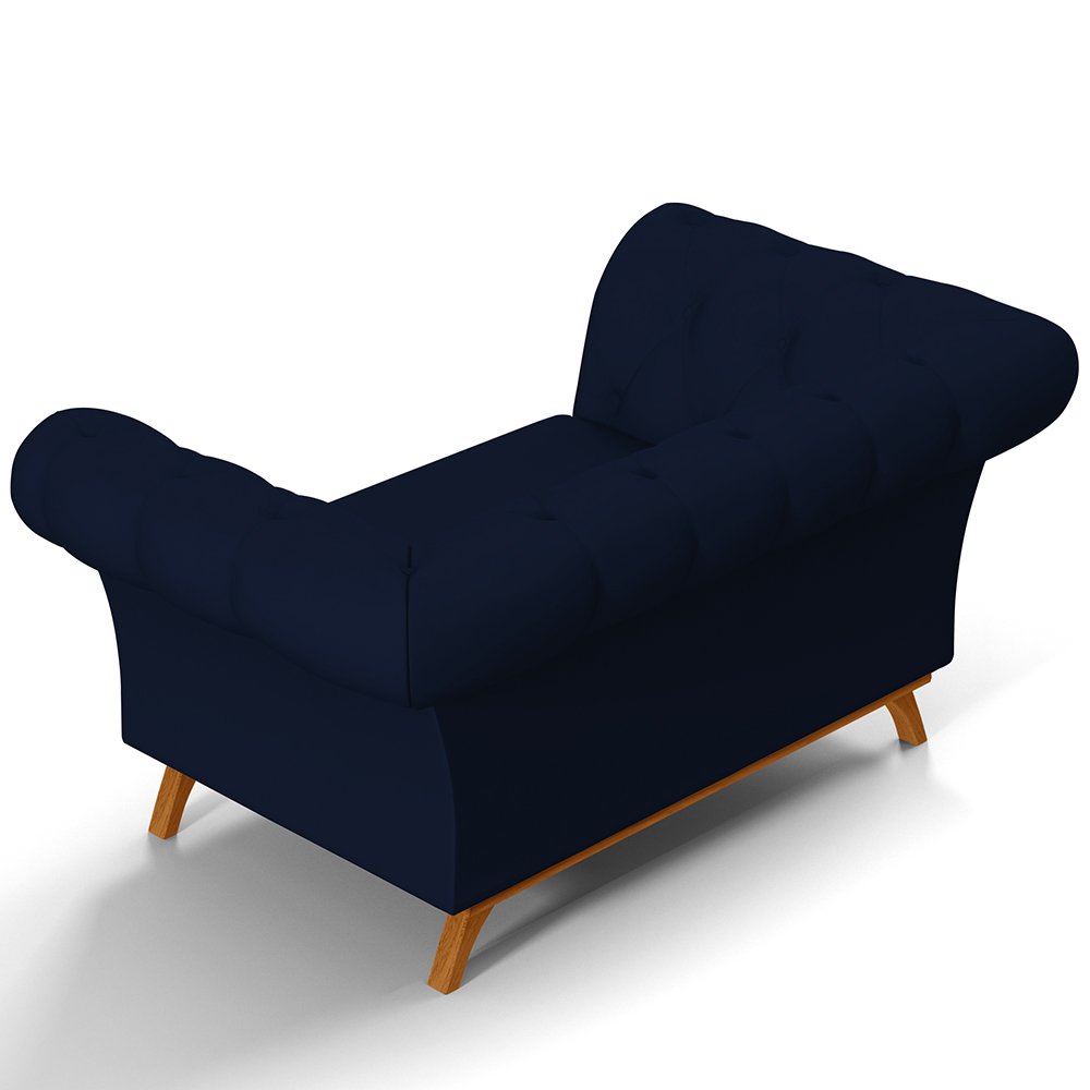 Sofá 2 Lugares Para Sala de Estar Império 150 cm D02 Veludo Azul Oxford C-304 - Lyam Decor