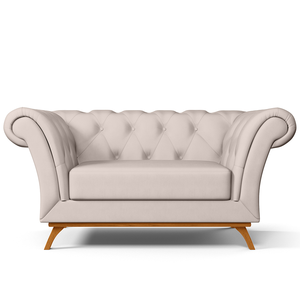 Sofá 2 Lugares Para Sala de Estar Império 150 cm D02 Veludo Bege C-309 - Lyam Decor