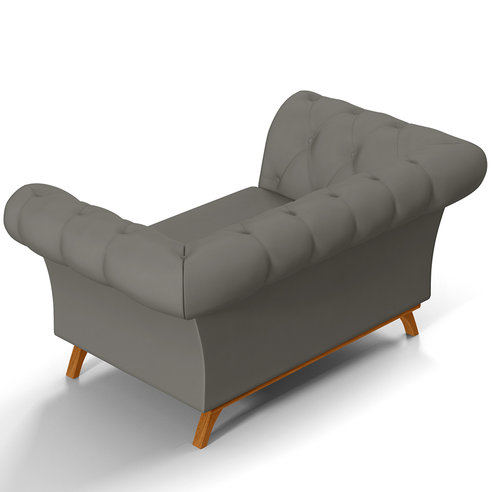 Sofá 2 Lugares Para Sala de Estar Império 150 cm D02 Veludo Cinza C-317 - Lyam Decor