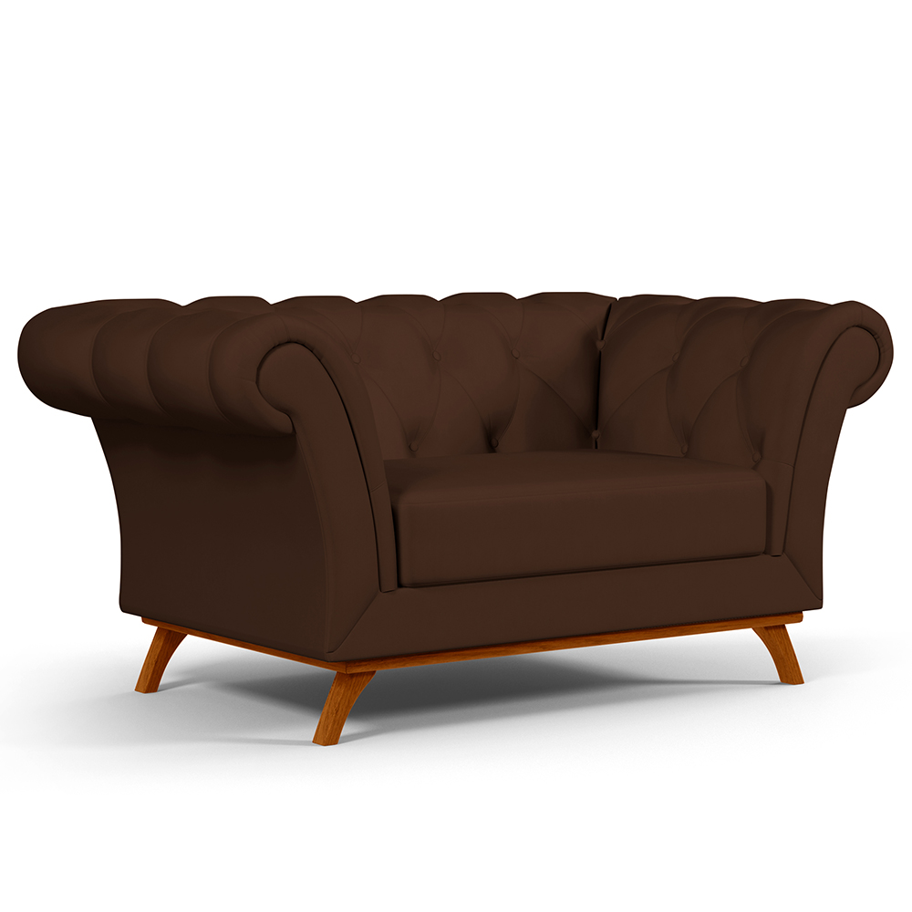Sofá 2 Lugares Para Sala de Estar Império 150 cm D02 Veludo Marrom B-276 - Lyam Decor