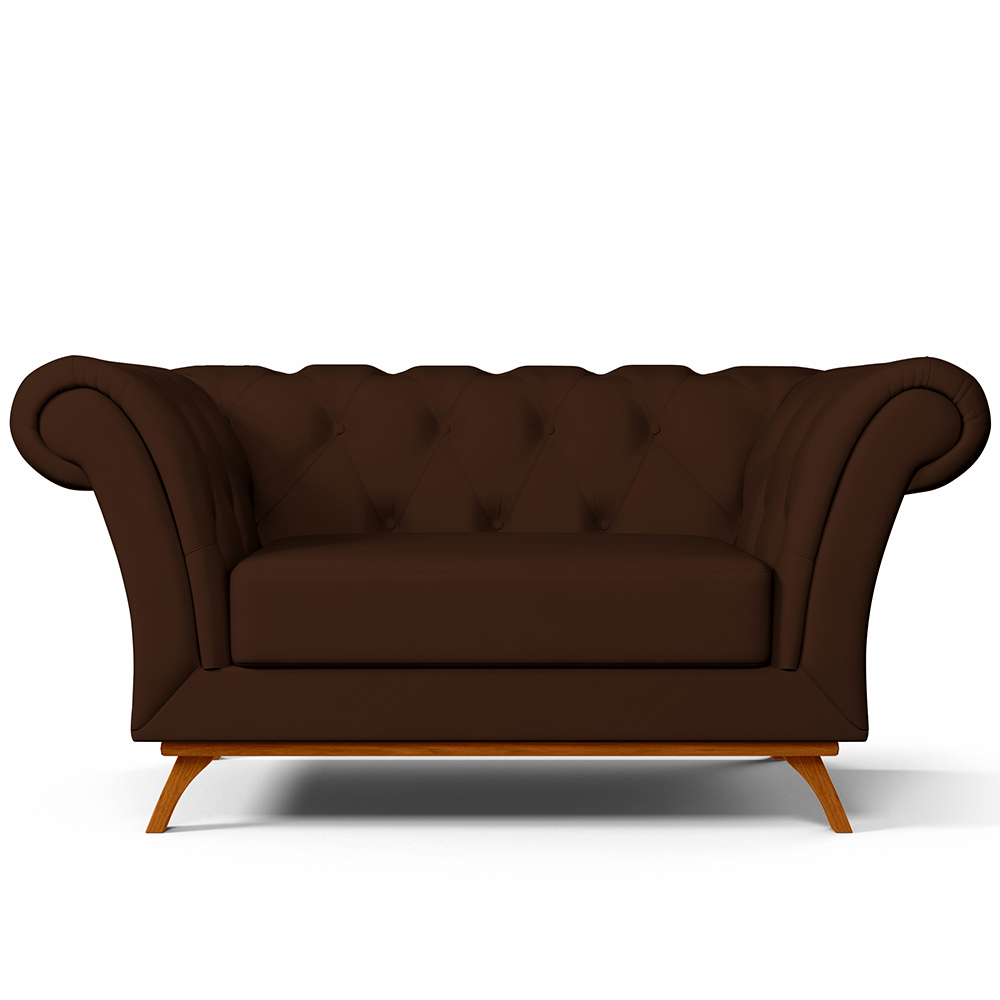 Sofá 2 Lugares Para Sala de Estar Império 150 cm D02 Veludo Marrom B-276 - Lyam Decor