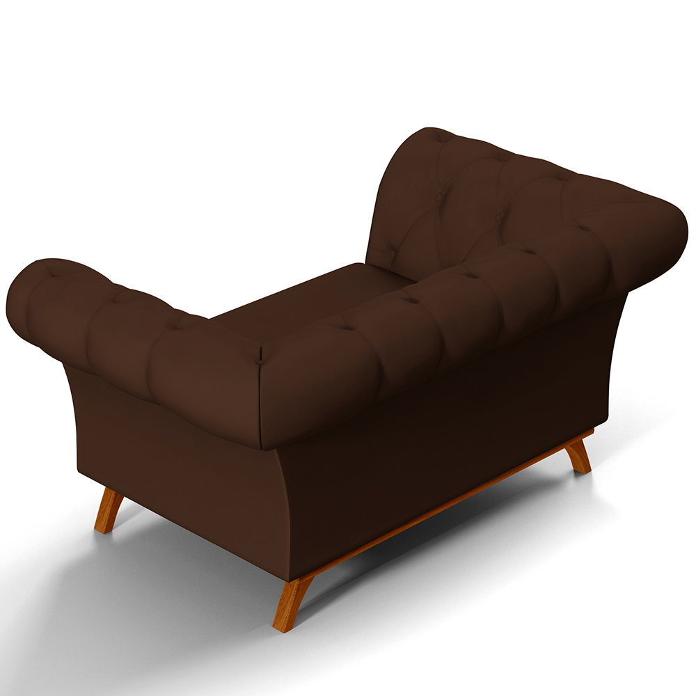 Sofá 2 Lugares Para Sala de Estar Império 150 cm D02 Veludo Marrom B-276 - Lyam Decor