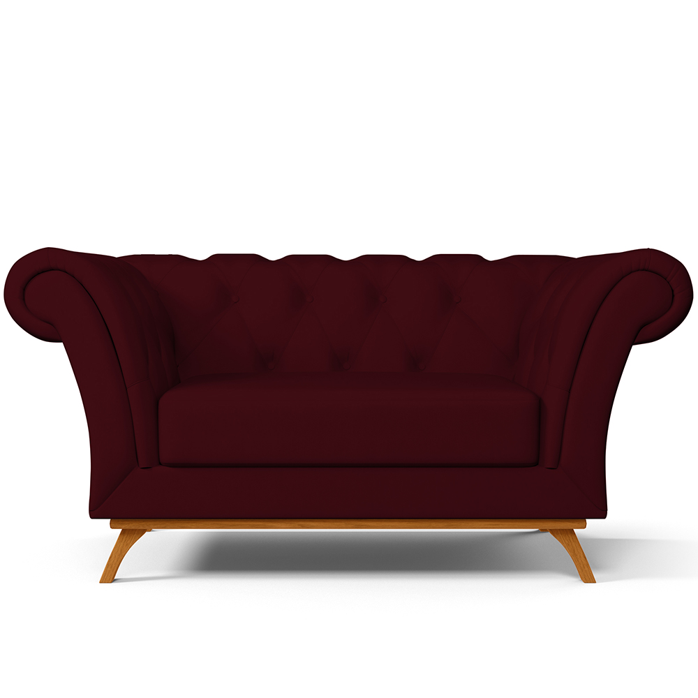 Sofá 2 Lugares Para Sala de Estar Império 150 cm D02 Veludo Marsala C-278 - Lyam Decor