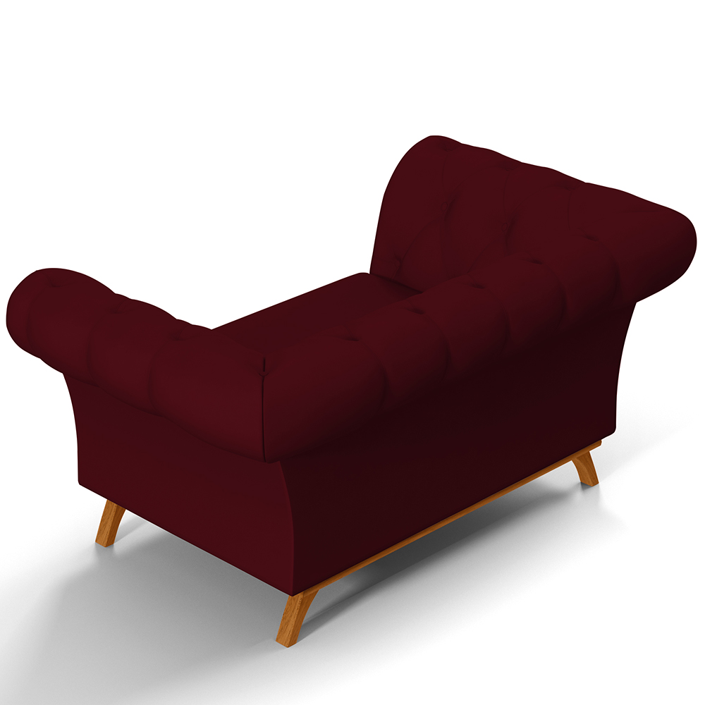 Sofá 2 Lugares Para Sala de Estar Império 150 cm D02 Veludo Marsala C-278 - Lyam Decor