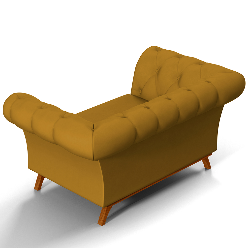 Sofá 2 Lugares Para Sala de Estar Império 150 cm D02 Veludo Mostarda B-260 - Lyam Decor