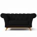 Sofá 2 Lugares Para Sala de Estar Império 150 cm D02 Veludo Preto C-300 - Lyam Decor