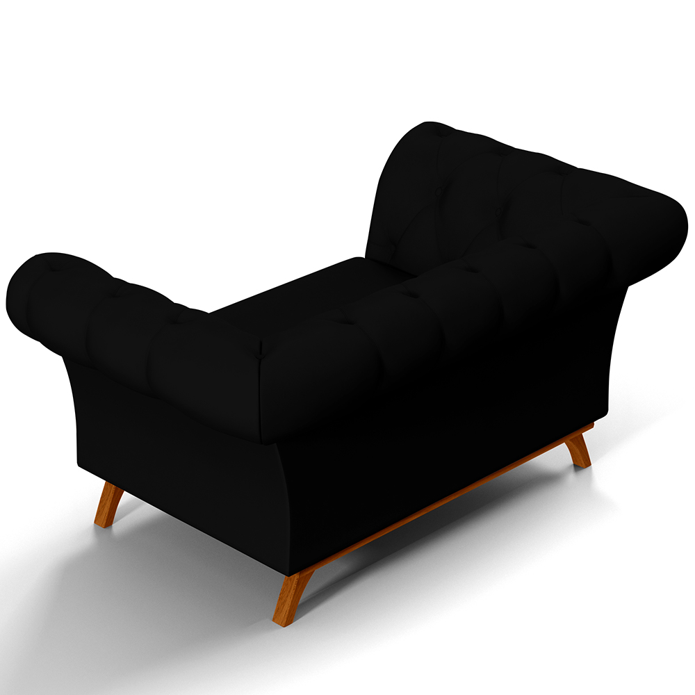 Sofá 2 Lugares Para Sala de Estar Império 150 cm D02 Veludo Preto C-300 - Lyam Decor