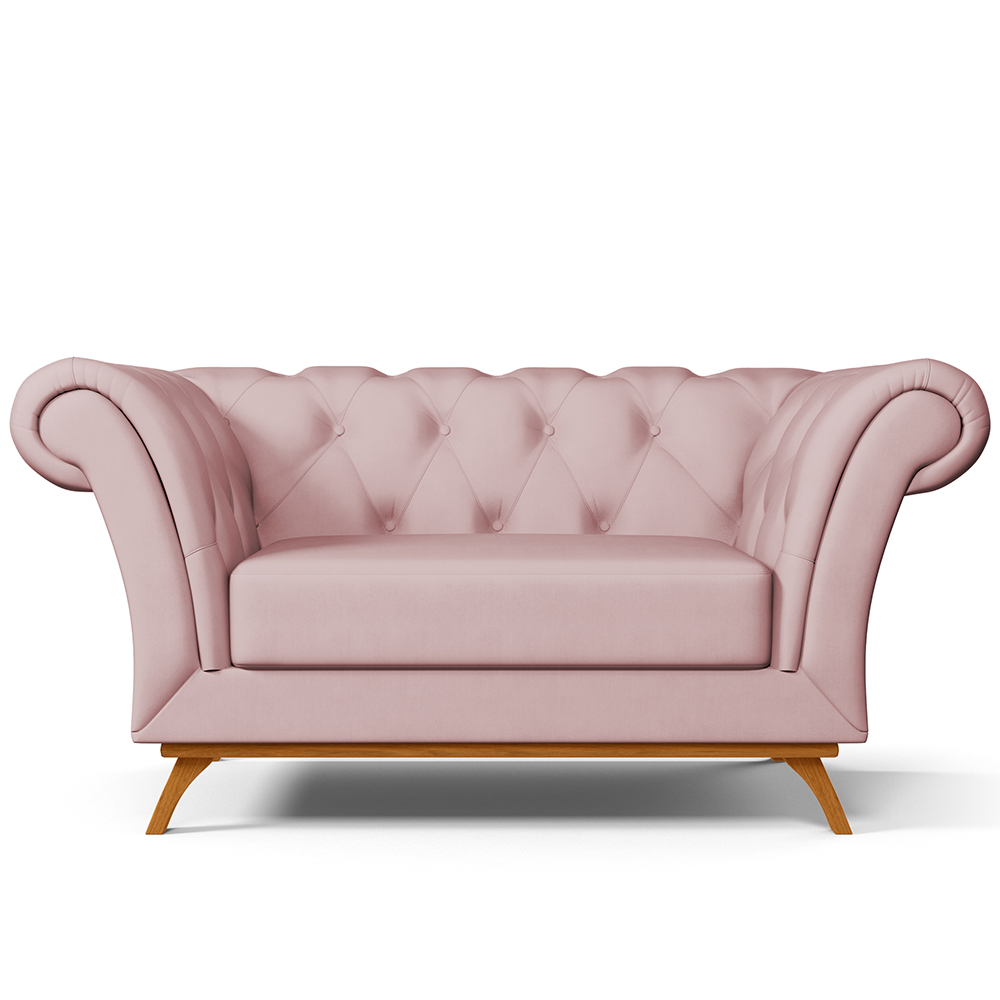Sofá 2 Lugares Para Sala de Estar Império 150 cm D02 Veludo Rosê B-305 - Lyam Decor