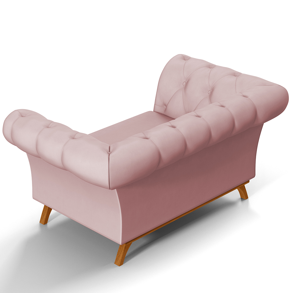 Sofá 2 Lugares Para Sala de Estar Império 150 cm D02 Veludo Rosê B-305 - Lyam Decor