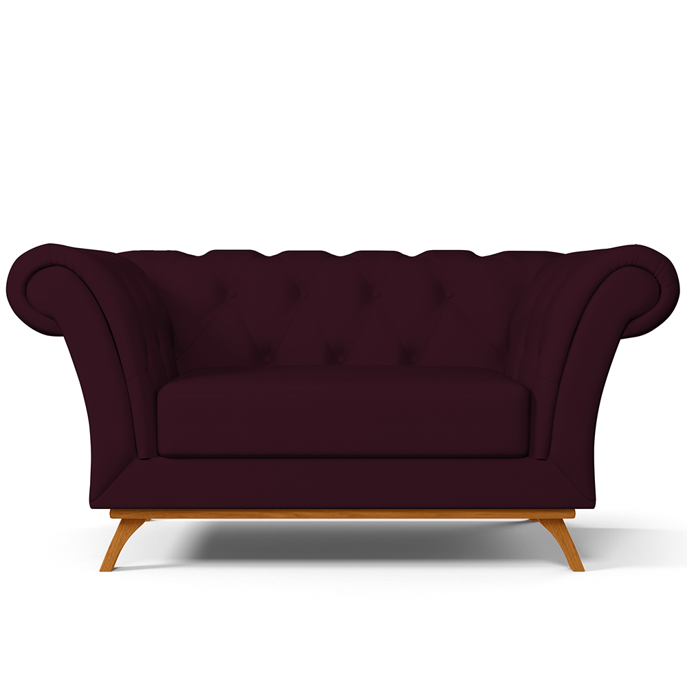 Sofá 2 Lugares Para Sala de Estar Império 150 cm D02 Veludo Roxo Grape C-292 - Lyam Decor