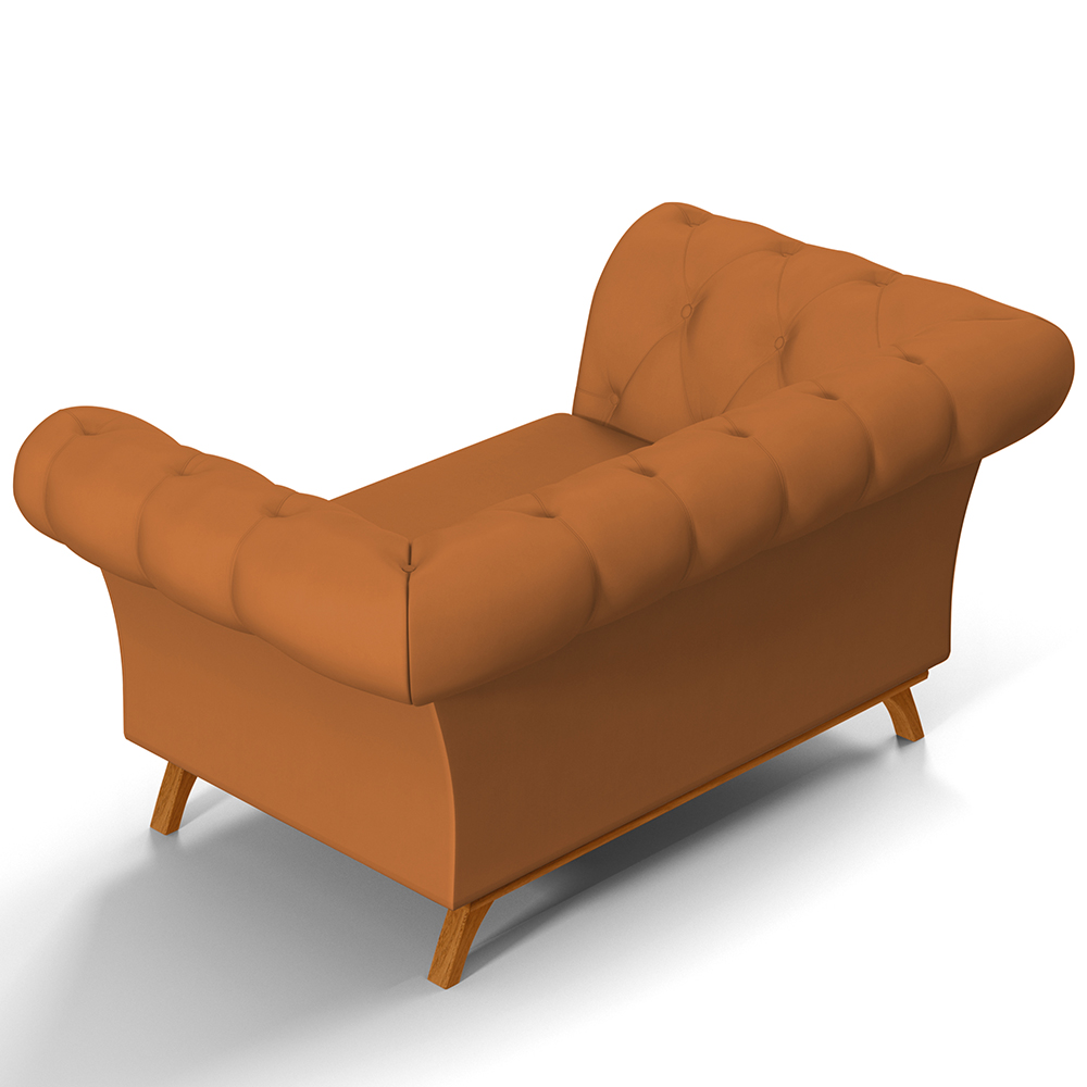 Sofá 2 Lugares Para Sala de Estar Império 150 cm D02 Veludo Telha C-262 - Lyam Decor