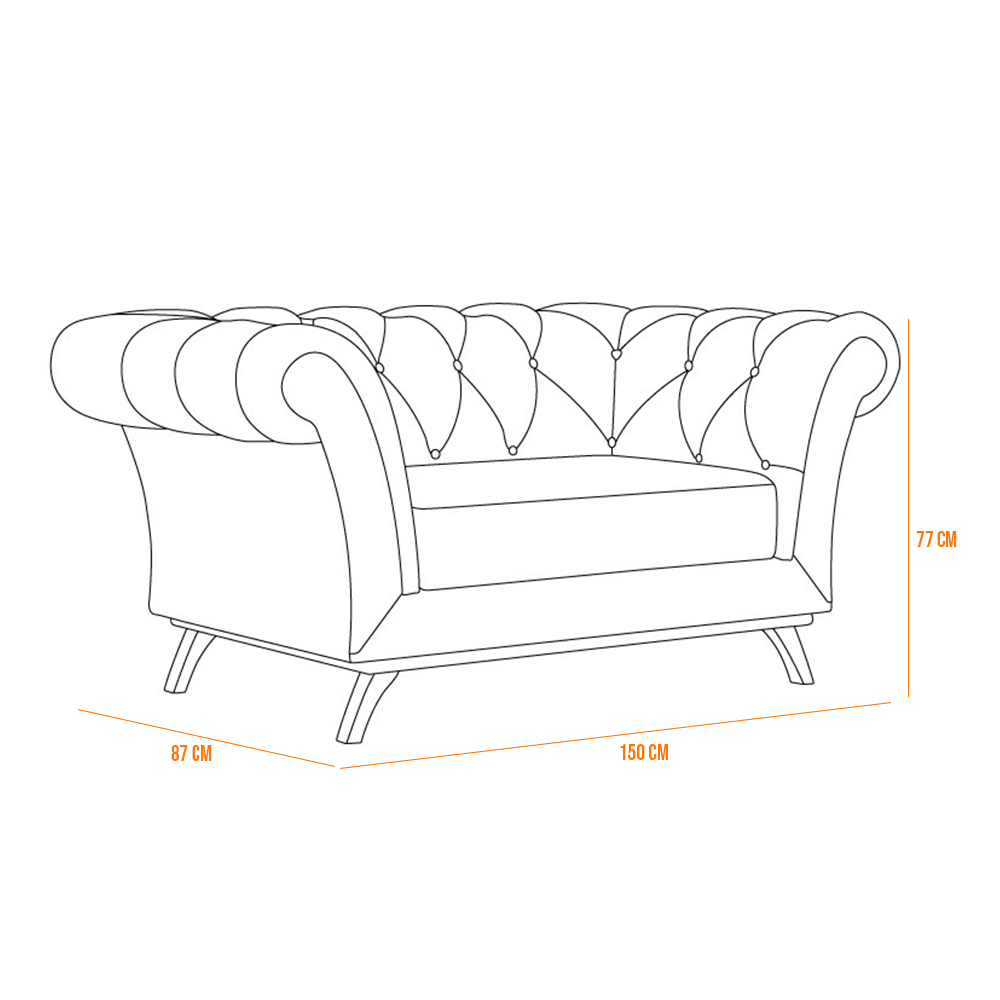 Sofá 2 Lugares Para Sala de Estar Império 150 cm D02 Veludo Verde Musgo C-303 - Lyam Decor