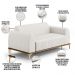 Sofá 2 Lugares Para Sala de Estar Molino 150 cm D02 Pés D'Ouro Corano Branco C-12 - Lyam Decor
