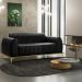 Sofá 2 Lugares Para Sala de Estar Molino 150 cm D02 Pés D'Ouro Couríssimo Preto B-159 - Lyam Decor