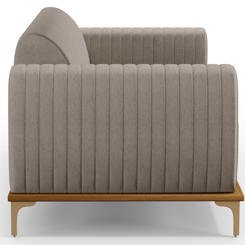 Sofá 2 Lugares Para Sala de Estar Molino 150 cm D02 Pés D'Ouro Linho Bege C-107 - Lyam Decor