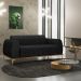 Sofá 2 Lugares Para Sala de Estar Molino 150 cm D02 Pés D'Ouro Linho Chumbo D-465 - Lyam Decor