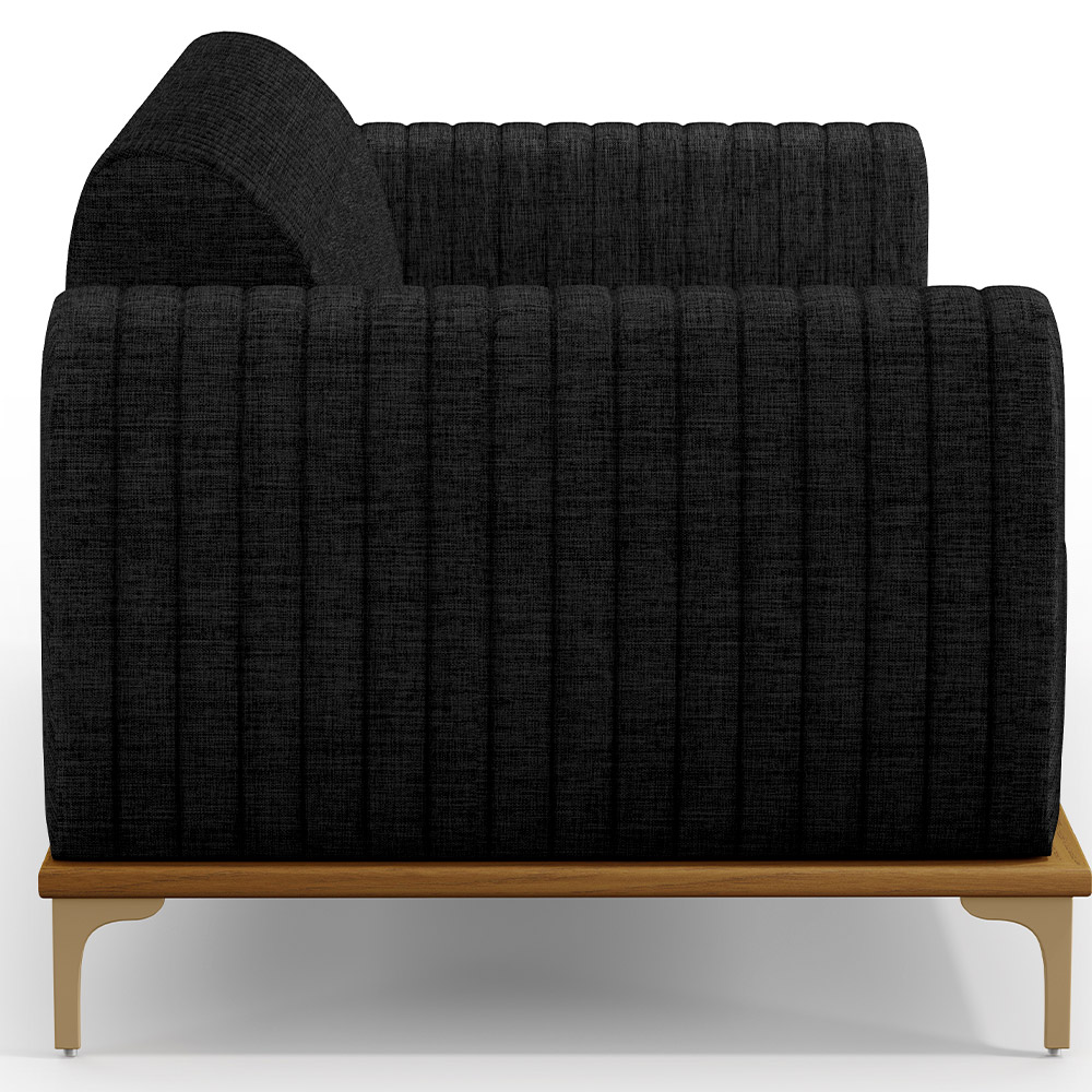 Sofá 2 Lugares Para Sala de Estar Molino 150 cm D02 Pés D'Ouro Linho Chumbo D-465 - Lyam Decor