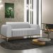 Sofá 2 Lugares Para Sala de Estar Molino 150 cm D02 Pés D'Ouro Linho Cinza D-315 - Lyam Decor