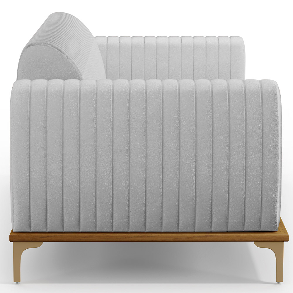 Sofá 2 Lugares Para Sala de Estar Molino 150 cm D02 Pés D'Ouro Linho Cinza D-315 - Lyam Decor