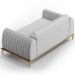 Sofá 2 Lugares Para Sala de Estar Molino 150 cm D02 Pés D'Ouro Linho Cinza D-315 - Lyam Decor